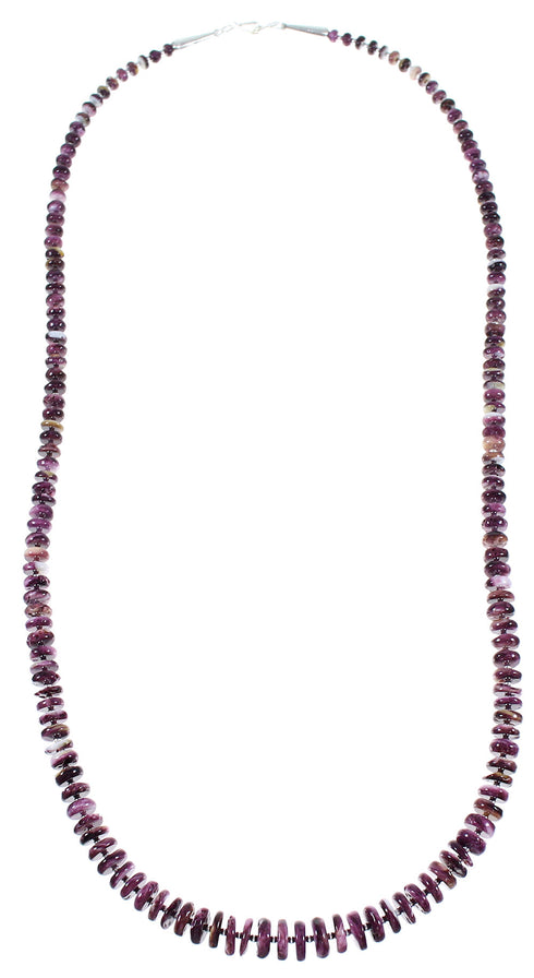 Purple Oyster Shell And Sterling Silver Navajo Indian Bead Necklace WX60084